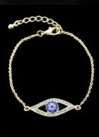 Romwe Gold With Diamond Eye Pattern Link Bracelet