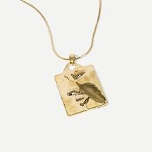 Romwe Face Engraved Square Pendant Necklace 1pc