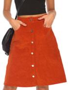 Romwe Single Breasted A-line Orange Skirt