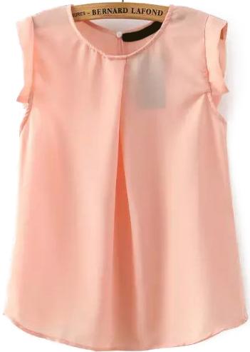 Romwe Cap Sleeve Chiffon Pink Top