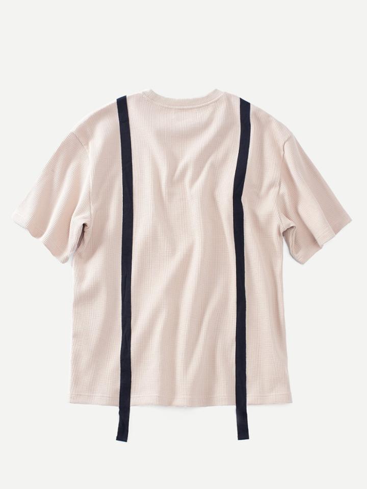 Romwe Men Contrast Tape Detail Tee
