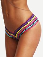 Romwe Zig-zag Print Low Rise Bikini Bottom