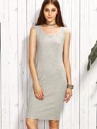 Romwe Grey Knit Sheath Tank Dress