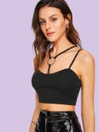 Romwe Strappy O-ring Accent Front Crop Top