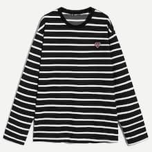 Romwe Guys Embroidered Detail Striped Tee