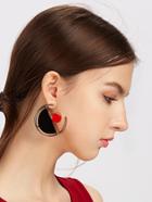 Romwe Contrast Geometric Cute Earrings