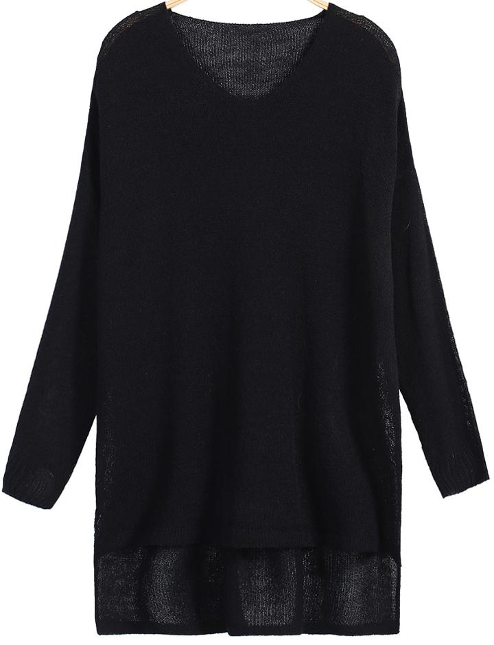 Romwe Dipped Hem Loose Knit Sweater
