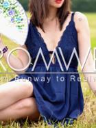 Romwe Blue Spaghetti Strap V Back Lace Dress