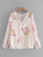 Romwe 2 In 1 Floral Sheer Blouse