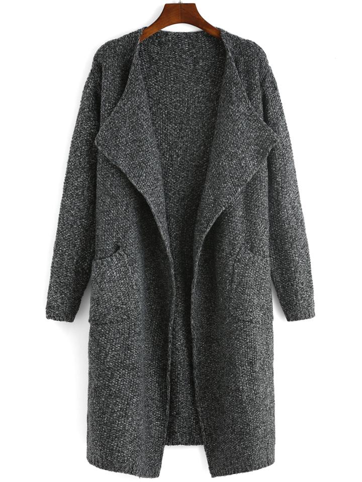 Romwe Women Lapel Pocket Boyfriend Coat