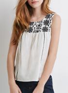 Romwe Embroidered White Tank Top