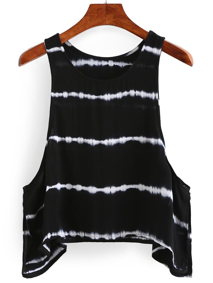 Romwe Tie Dye Print Drop Armhole Tank Top