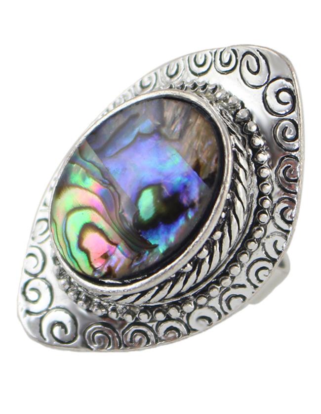 Romwe Silver Plated Colorful Stone Ring