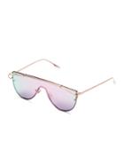 Romwe Pink Lens Gold Frame Curved Sunglasses