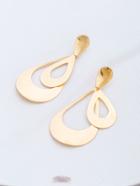 Romwe Gold Hollow Out Water Drop Earrings