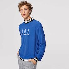 Romwe Guys Letter Print Mock Neck Striped Sweatshirt