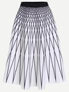 Romwe White Contrast Waistband Geo Print A Line Skirt