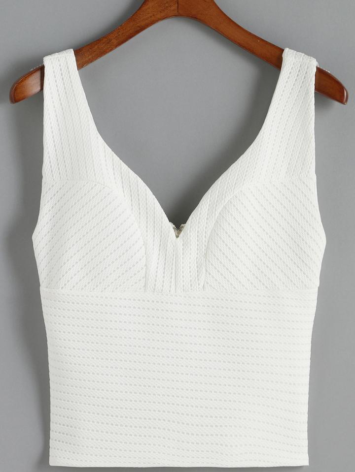 Romwe V Neck Zipper Tank Top