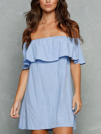 Romwe Ruffle Off-the-shoulder Dress
