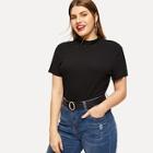 Romwe Plus Mock-neck Slim Fitted Tee