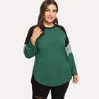Romwe Plus Color-block Raglan Sleeve Tee