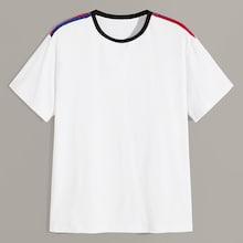 Romwe Guys Striped Shoulder Ringer Tee