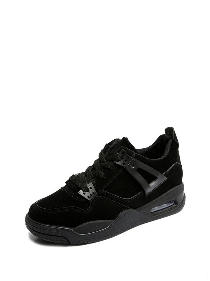 Romwe Lace Up Flatform Suede Sneakers