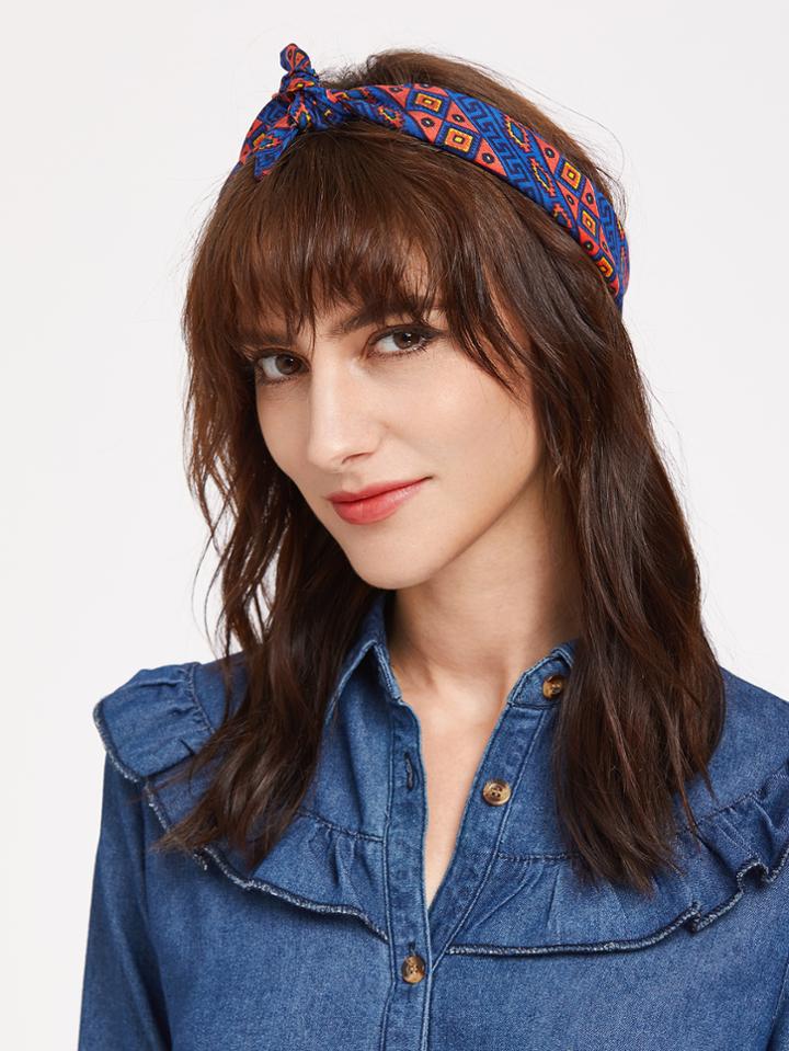 Romwe Geometric Print Cute Square Scarf