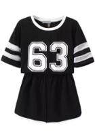 Romwe Short Sleeve Letter Print Top With Black Shorts