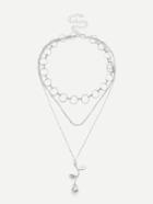 Romwe Ring & Rose Design Layered Necklace
