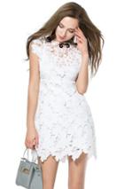Romwe With Diamond Soluble Flowers Slim Dress