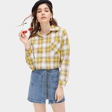 Romwe Plaid Print Blouse