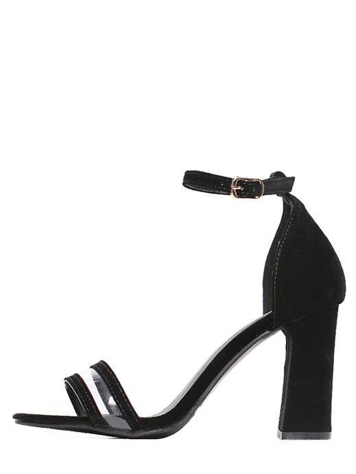 Romwe Black Ankle Strap Detail Chunky Sandals