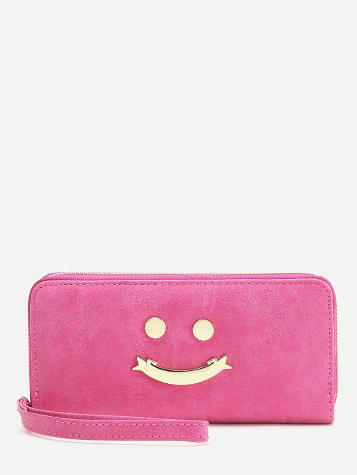 Romwe Pink Happy Smile Design Cute Wallet