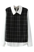 Romwe Fake-two-piece Black Blouse