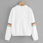 Romwe Rainbow Stripe Hooded Jacket