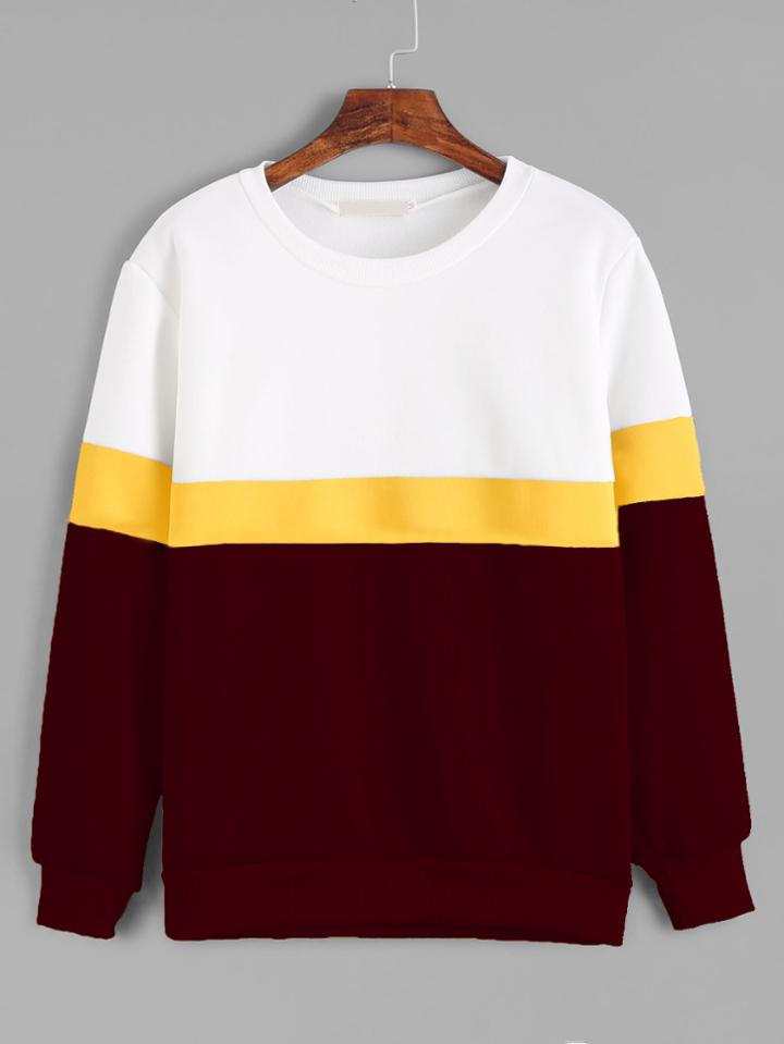 Romwe Cut And Sew Panel Sweatshirt