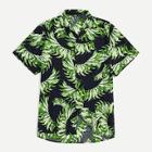 Romwe Guys Allover Tropical Print Shirt