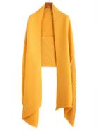 Romwe Yellow Ribbed Raw Edge Scarf