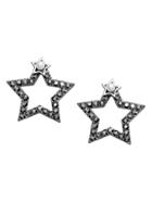 Romwe Black Hollow Star Rhinestone Stud Earrings