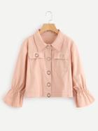 Romwe Flare Sleeve Ring Button Jacket