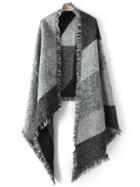 Romwe Color-block Frayed Scarf