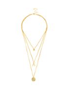 Romwe Round Pendant Three Layered Chain Necklace