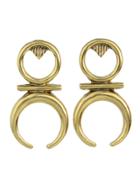 Romwe Antique Gold Vintage Geometric Hanging Stud Earrings