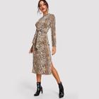 Romwe Mock Neck Snake Print Dress
