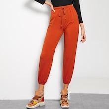 Romwe Elastic Waist Tapered Pants
