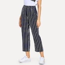 Romwe Zip Up Back Striped Pants