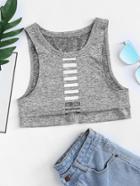 Romwe Geometric Cut Out Backless Top