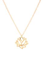 Romwe Hollow Lotus Pendant Chain Necklace