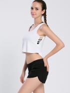 Romwe White Lattice Side High Low Tank Top